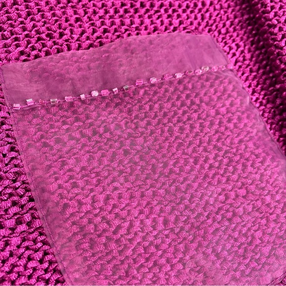 💖5/$25 Intuitions Purple Pearl Button Cardigan Front Sheer Pockets Size XL - Picture 7 of 12
